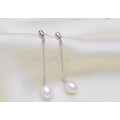 Fashion Freshwater Long Dangle Pearl Earring 8-9mm AAA Traditional Natural Freshwater Pearl Earring